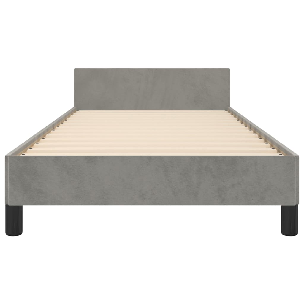 Bettgestell mit Kopfteil Hellgrau 80x200 cm Samt - Pazzar.ch