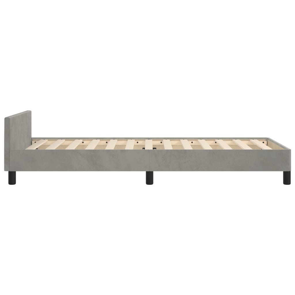 Bettgestell mit Kopfteil Hellgrau 80x200 cm Samt - Pazzar.ch