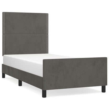 Bettgestell mit Kopfteil Dunkelgrau 80x200 cm Samt - Pazzar.ch