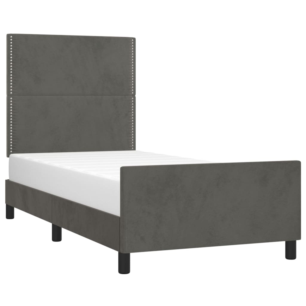 Bettgestell mit Kopfteil Dunkelgrau 80x200 cm Samt - Pazzar.ch
