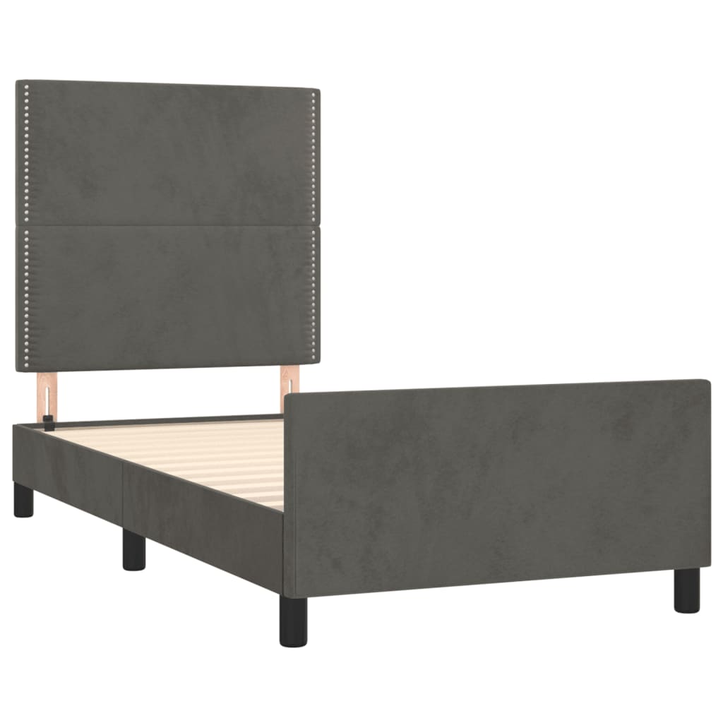 Bettgestell mit Kopfteil Dunkelgrau 80x200 cm Samt - Pazzar.ch