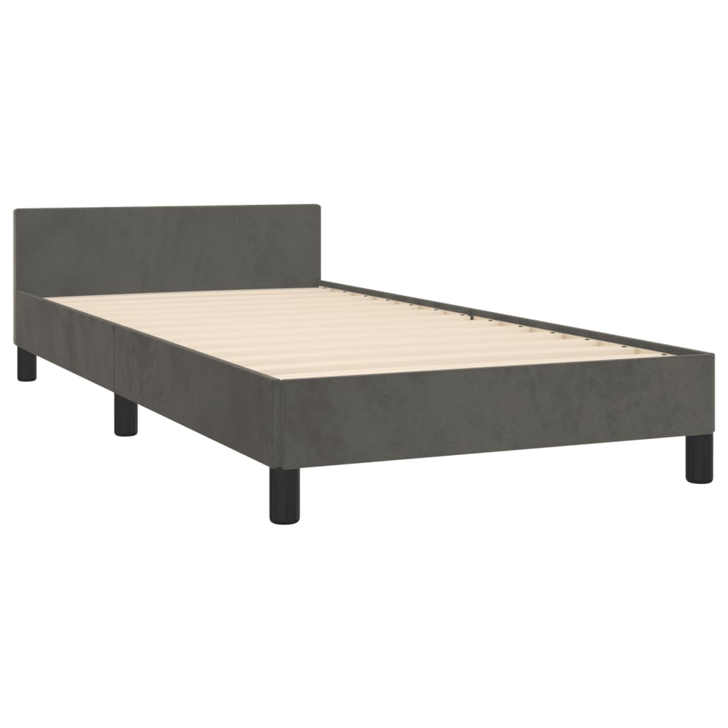 Bettgestell mit Kopfteil Dunkelgrau 80x200 cm Samt - Pazzar.ch