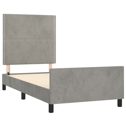 Bettgestell mit Kopfteil Hellgrau 100x200 cm Samt - Pazzar.ch