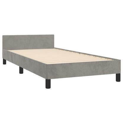 Bettgestell mit Kopfteil Hellgrau 100x200 cm Samt - Pazzar.ch