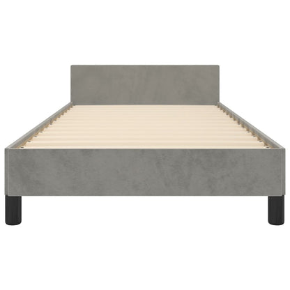 Bettgestell mit Kopfteil Hellgrau 100x200 cm Samt - Pazzar.ch