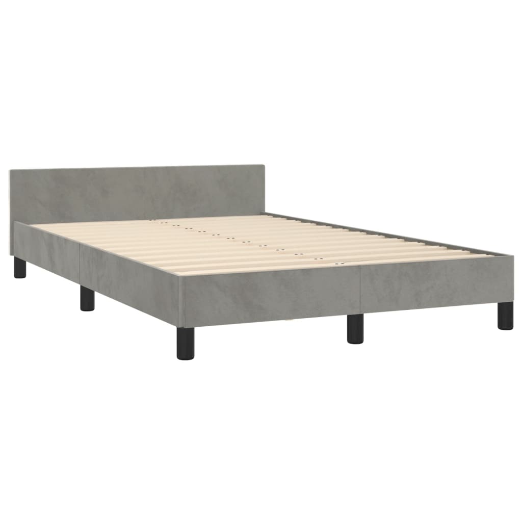 Bettgestell mit Kopfteil Hellgrau 120x200 cm Samt - Pazzar.ch