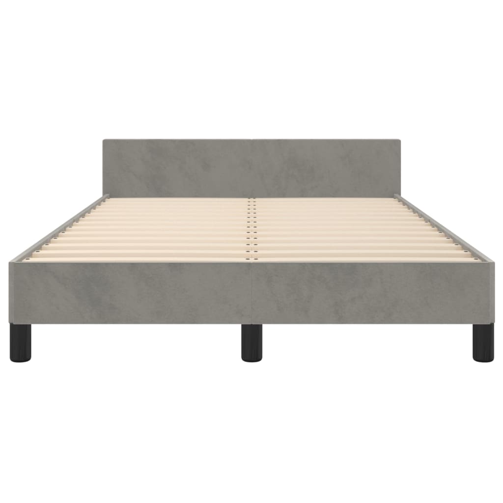 Bettgestell mit Kopfteil Hellgrau 120x200 cm Samt - Pazzar.ch