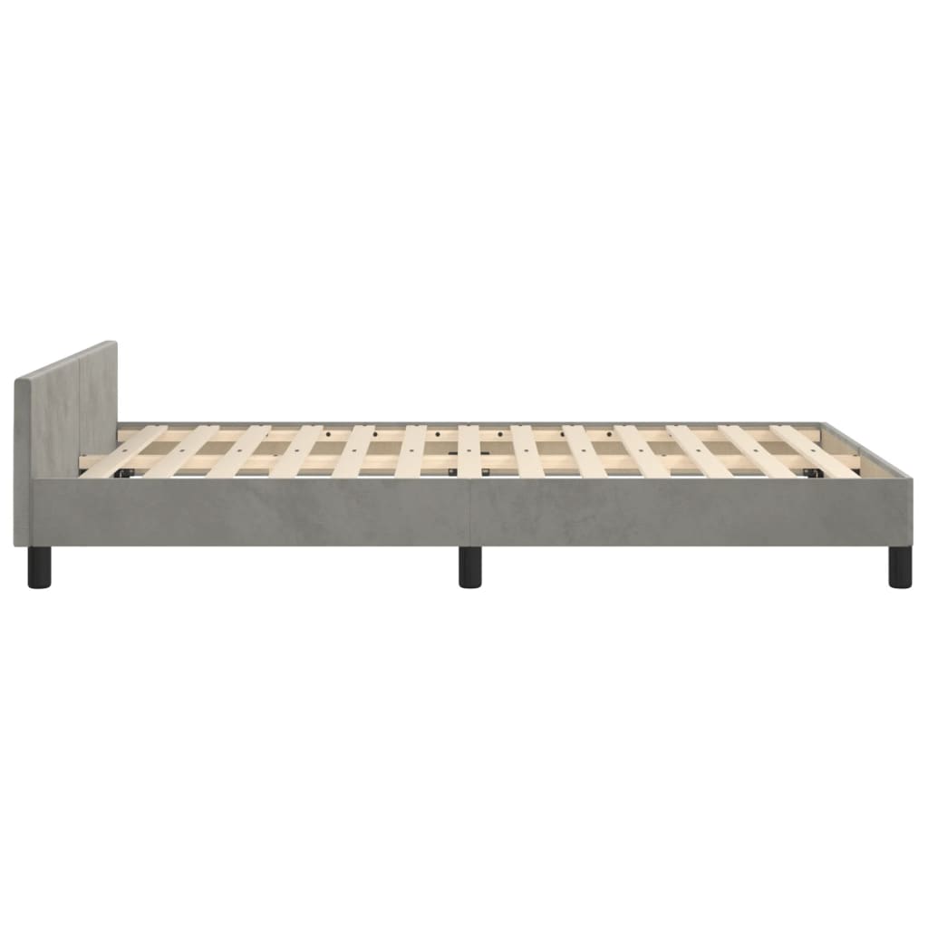 Bettgestell mit Kopfteil Hellgrau 120x200 cm Samt - Pazzar.ch