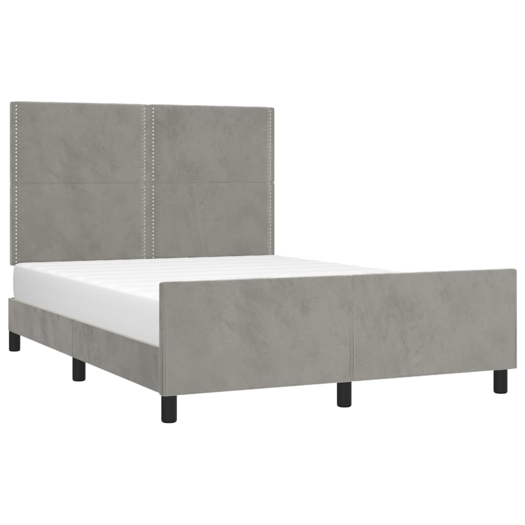 Bettgestell mit Kopfteil Hellgrau 140x190 cm Samt - Pazzar.ch