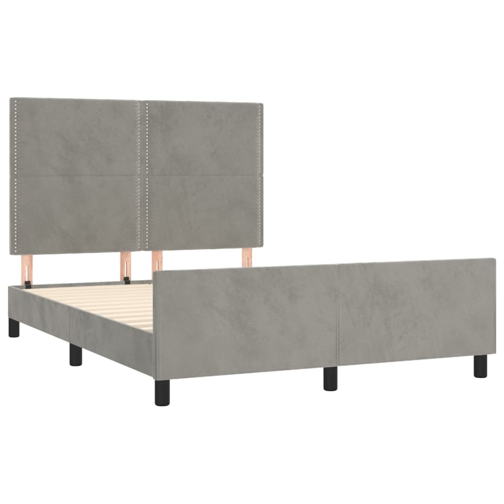 Bettgestell mit Kopfteil Hellgrau 140x190 cm Samt - Pazzar.ch