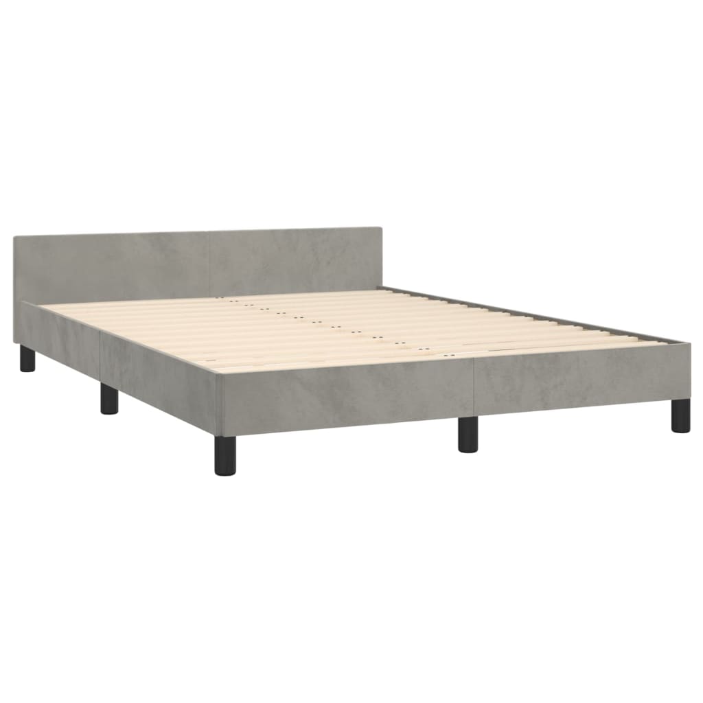 Bettgestell mit Kopfteil Hellgrau 140x190 cm Samt - Pazzar.ch