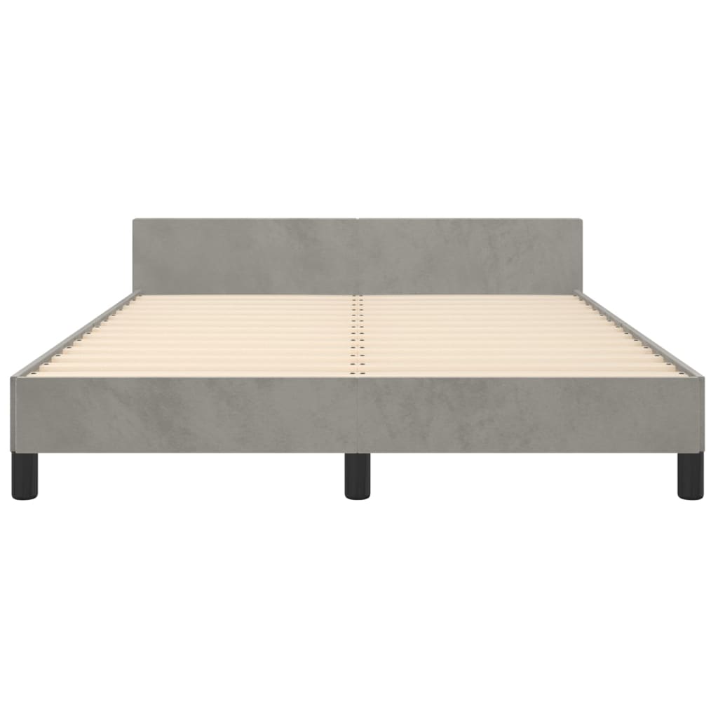 Bettgestell mit Kopfteil Hellgrau 140x190 cm Samt - Pazzar.ch