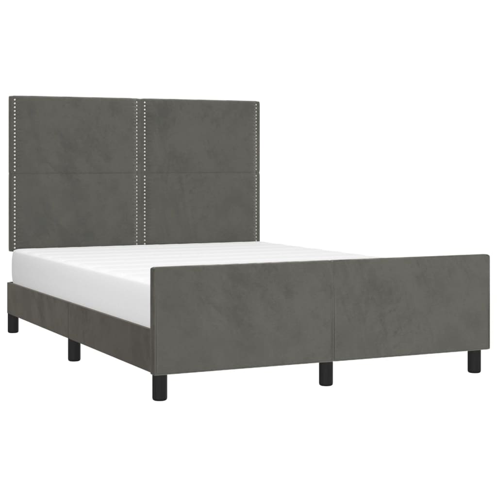 Bettgestell mit Kopfteil Dunkelgrau 140x190 cm Samt - Pazzar.ch