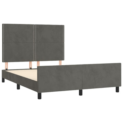 Bettgestell mit Kopfteil Dunkelgrau 140x190 cm Samt - Pazzar.ch