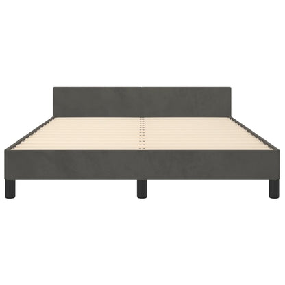 Bettgestell mit Kopfteil Dunkelgrau 140x190 cm Samt - Pazzar.ch
