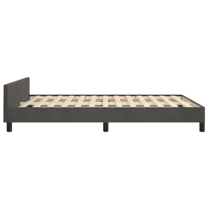 Bettgestell mit Kopfteil Dunkelgrau 140x190 cm Samt - Pazzar.ch