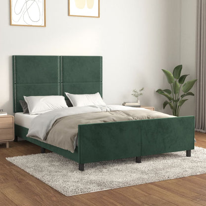 Bettgestell mit Kopfteil Dunkelgrün 140x190 cm Samt - Pazzar.ch