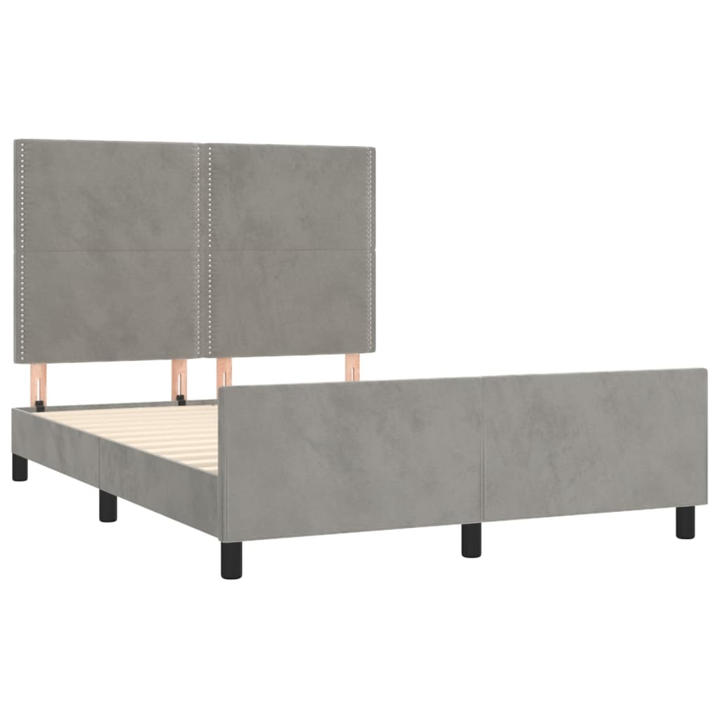 Bettgestell mit Kopfteil Hellgrau 140x200 cm Samt - Pazzar.ch