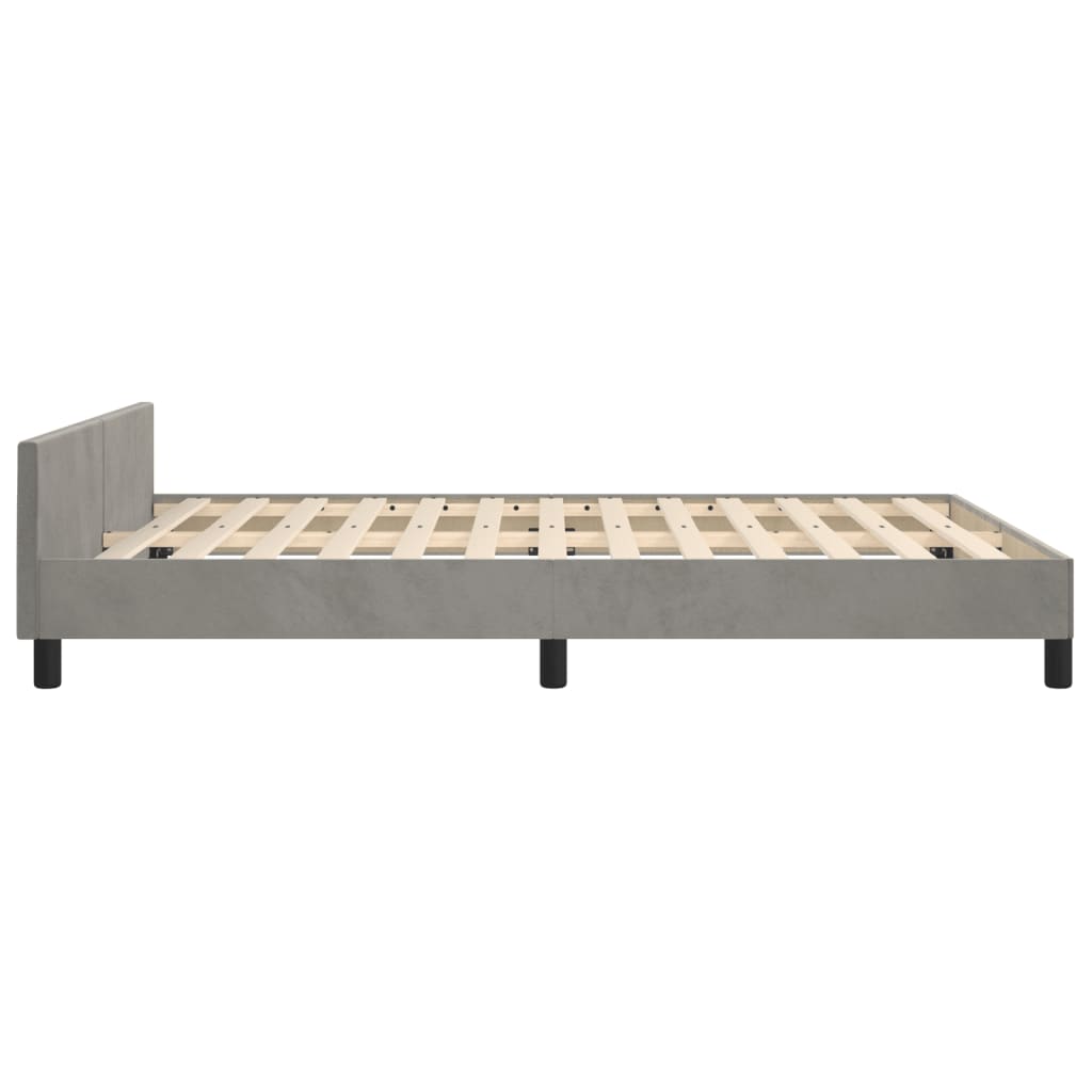 Bettgestell mit Kopfteil Hellgrau 140x200 cm Samt - Pazzar.ch
