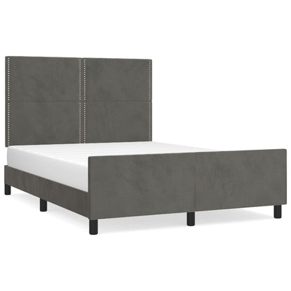 Bettgestell mit Kopfteil Dunkelgrau 140x200 cm Samt - Pazzar.ch