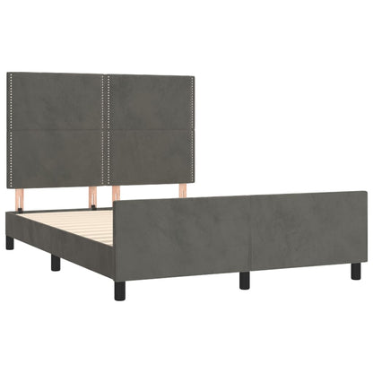 Bettgestell mit Kopfteil Dunkelgrau 140x200 cm Samt - Pazzar.ch