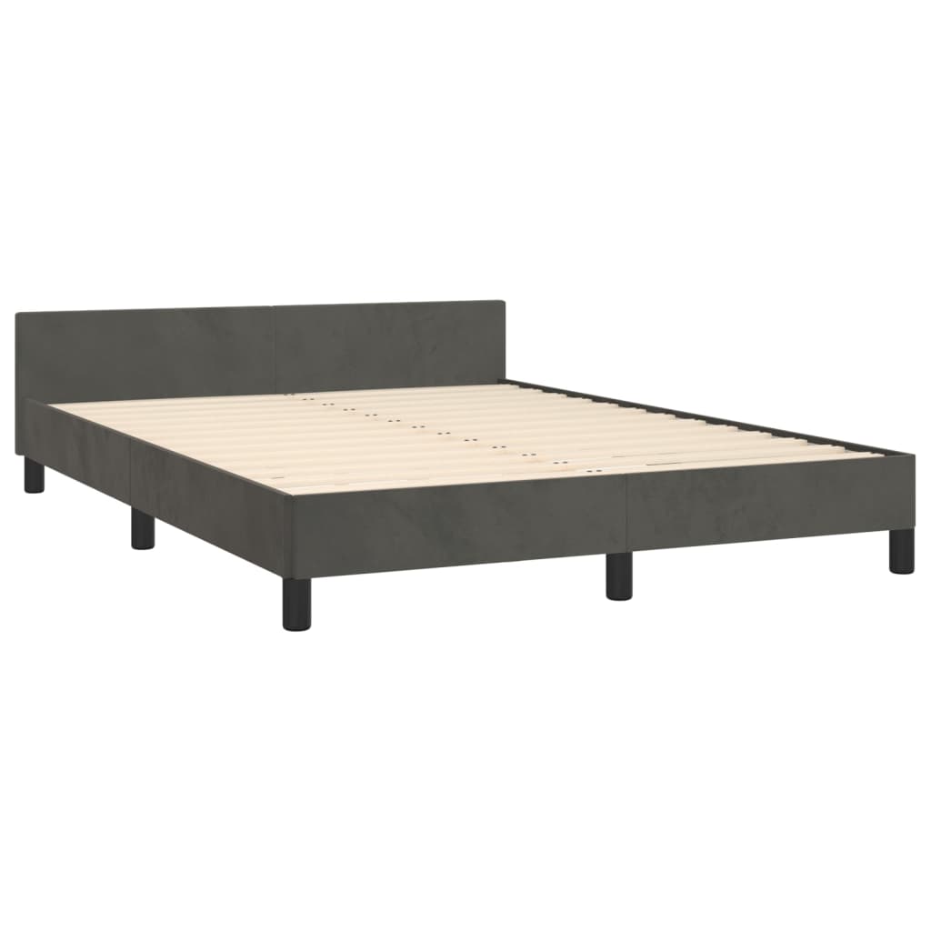 Bettgestell mit Kopfteil Dunkelgrau 140x200 cm Samt - Pazzar.ch