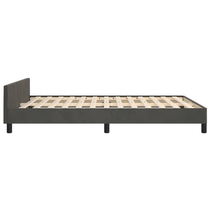 Bettgestell mit Kopfteil Dunkelgrau 140x200 cm Samt - Pazzar.ch