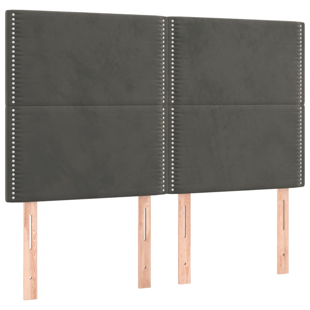 Bettgestell mit Kopfteil Dunkelgrau 140x200 cm Samt - Pazzar.ch