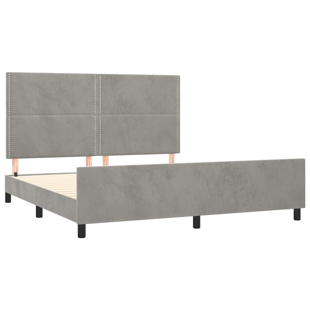 Bettgestell mit Kopfteil Hellgrau 160x200 cm Samt - Pazzar.ch