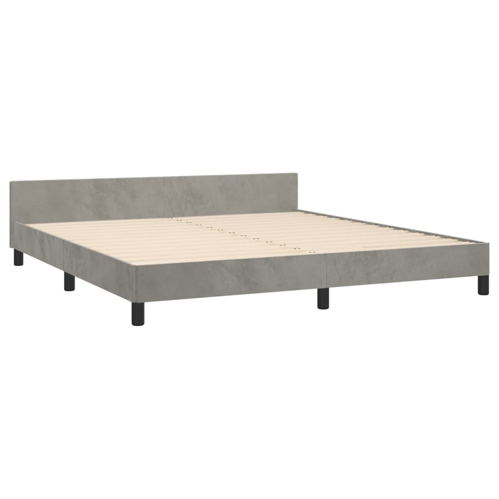 Bettgestell mit Kopfteil Hellgrau 160x200 cm Samt - Pazzar.ch
