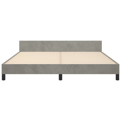 Bettgestell mit Kopfteil Hellgrau 160x200 cm Samt - Pazzar.ch