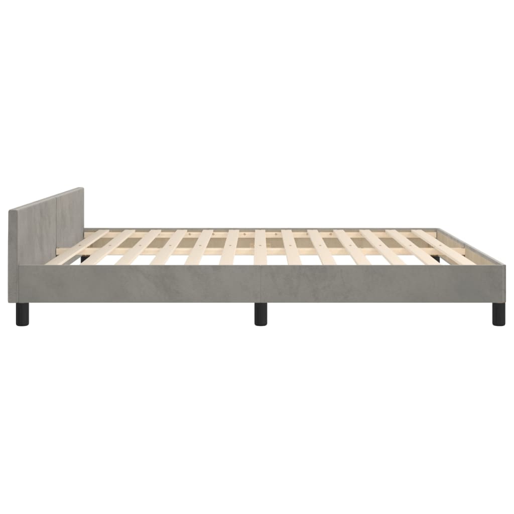 Bettgestell mit Kopfteil Hellgrau 160x200 cm Samt - Pazzar.ch