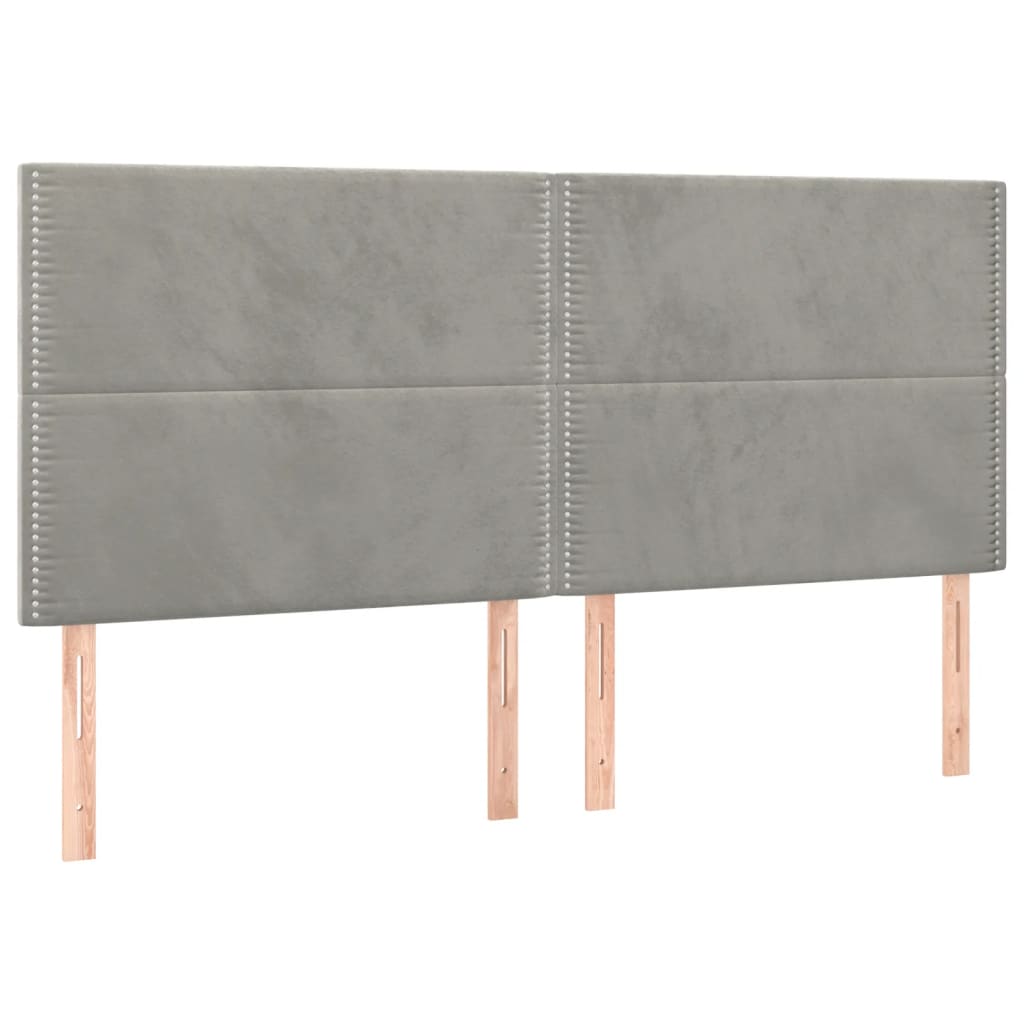 Bettgestell mit Kopfteil Hellgrau 160x200 cm Samt - Pazzar.ch