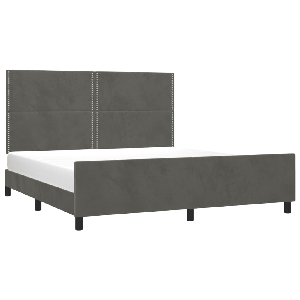 Bettgestell mit Kopfteil Dunkelgrau 160x200 cm Samt - Pazzar.ch