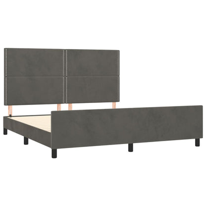 Bettgestell mit Kopfteil Dunkelgrau 160x200 cm Samt - Pazzar.ch