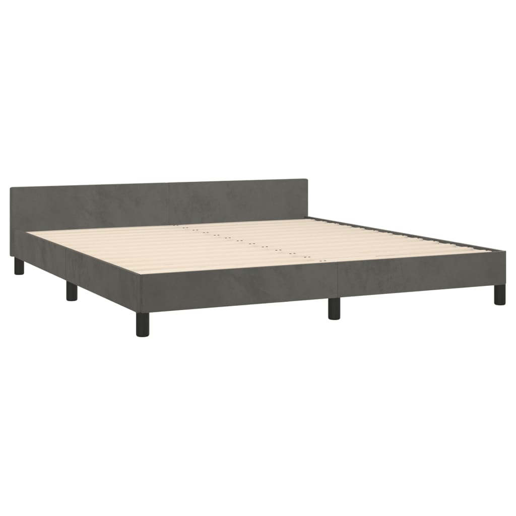 Bettgestell mit Kopfteil Dunkelgrau 160x200 cm Samt - Pazzar.ch