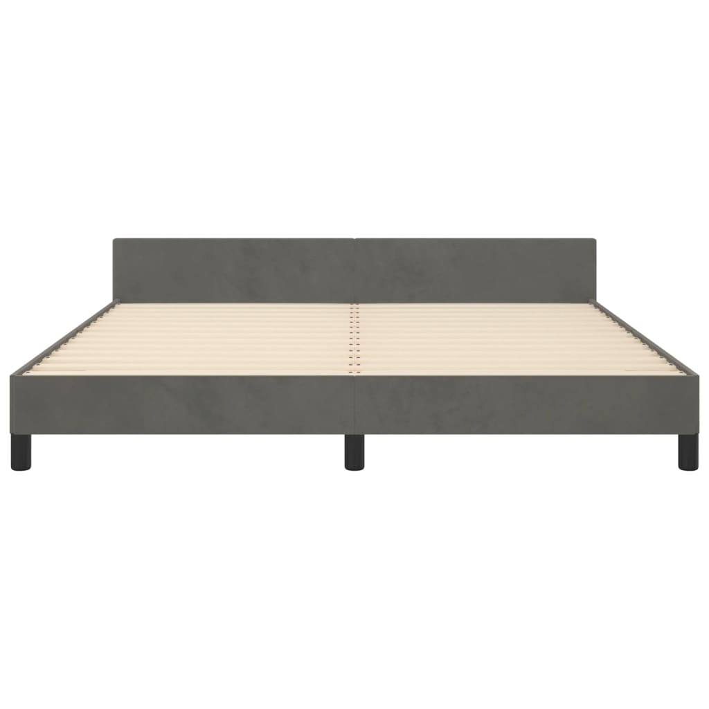 Bettgestell mit Kopfteil Dunkelgrau 160x200 cm Samt - Pazzar.ch