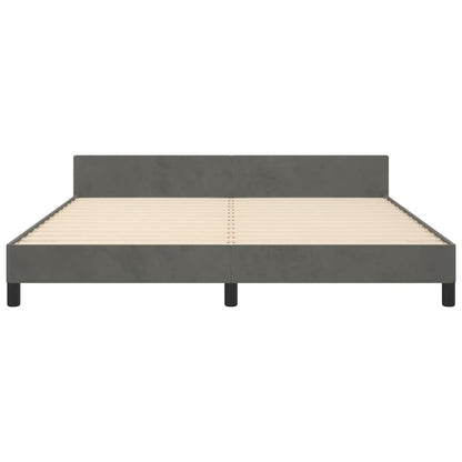 Bettgestell mit Kopfteil Dunkelgrau 160x200 cm Samt - Pazzar.ch