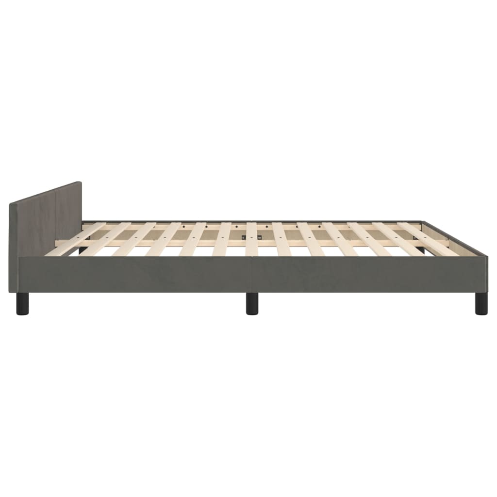 Bettgestell mit Kopfteil Dunkelgrau 160x200 cm Samt - Pazzar.ch