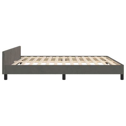 Bettgestell mit Kopfteil Dunkelgrau 160x200 cm Samt - Pazzar.ch