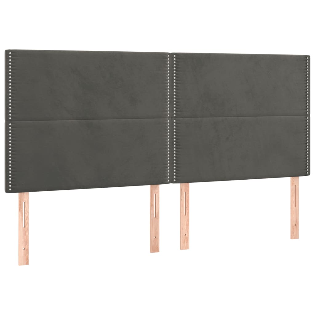 Bettgestell mit Kopfteil Dunkelgrau 160x200 cm Samt - Pazzar.ch