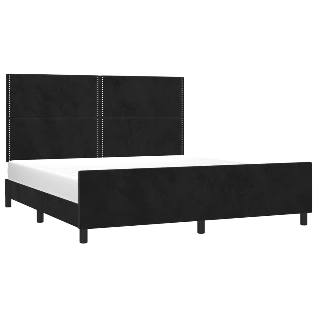 Bettgestell mit Kopfteil Schwarz 160x200 cm Samt - Pazzar.ch