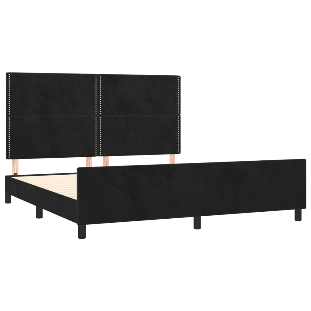Bettgestell mit Kopfteil Schwarz 160x200 cm Samt - Pazzar.ch