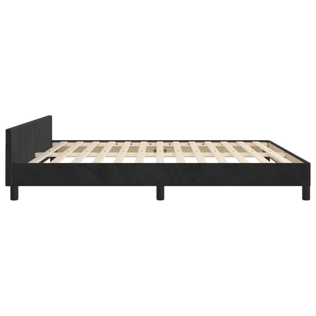 Bettgestell mit Kopfteil Schwarz 160x200 cm Samt - Pazzar.ch