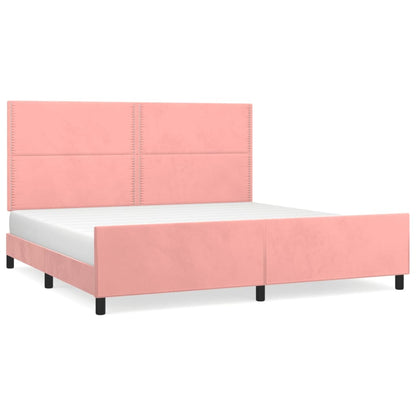 Bettgestell mit Kopfteil Rosa 200x200 cm Samt - Pazzar.ch