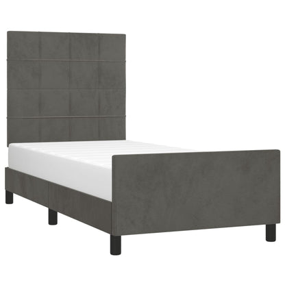 Bettgestell mit Kopfteil Dunkelgrau 100x200 cm Samt - Pazzar.ch