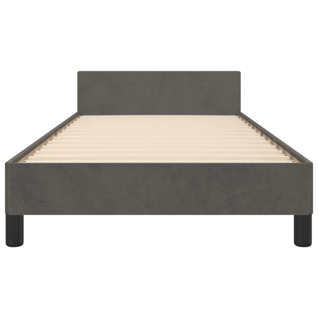 Bettgestell mit Kopfteil Dunkelgrau 100x200 cm Samt - Pazzar.ch