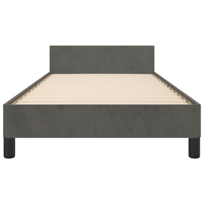 Bettgestell mit Kopfteil Dunkelgrau 100x200 cm Samt - Pazzar.ch