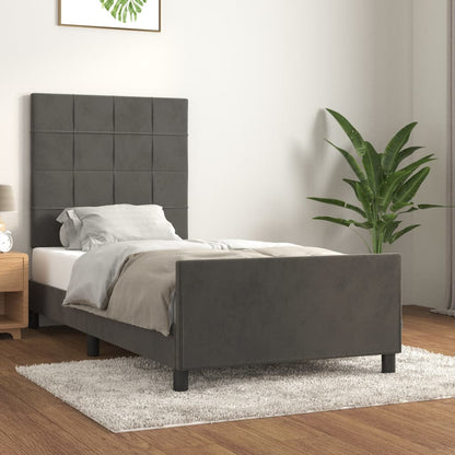 Bettgestell mit Kopfteil Dunkelgrau 100x200 cm Samt - Pazzar.ch