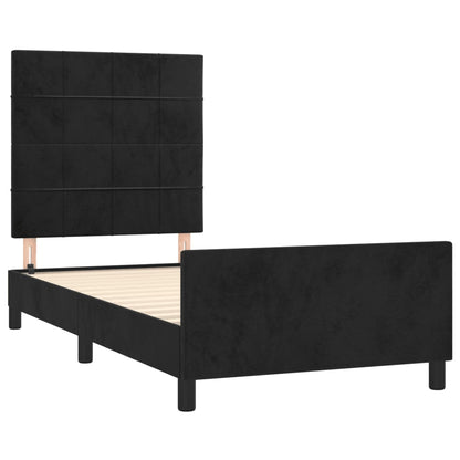 Bettgestell mit Kopfteil Schwarz 100x200 cm Samt - Pazzar.ch